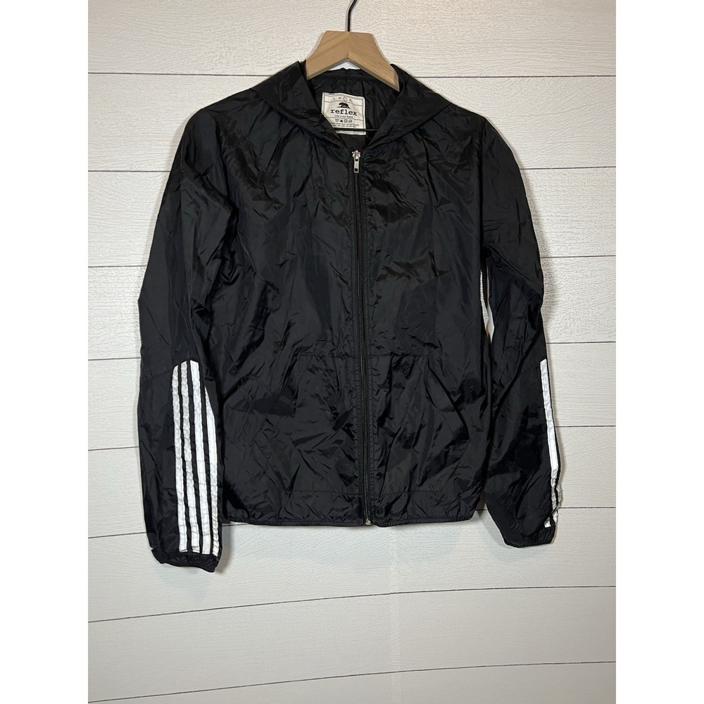 Reflex Large Black Rain Windbreaker Hoodie Running Hiking Runner Jacket Y2k Love